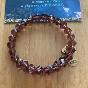 Alex and Ani Purple Beaded Wrap Bracelet in Rafaelian Gold